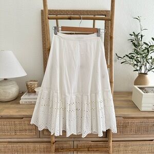 Madewell White Eyelet Midi Skirt